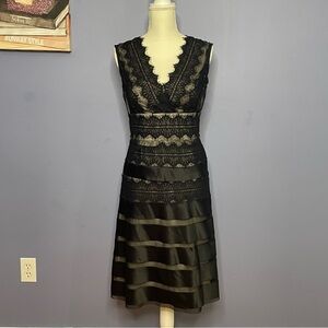 JS Collections Black Sheer Lace Midi Dress